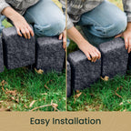 Beuta Landscape Edging | Garden Edging Border | Faux Stone Block XL for Lawn Edging, Flower Beds & Yard Edging – 1 Pack | Each Section Has 6 Blocks 48" L x 4" W x 9.5" H | 3 Spikes | Charcoal