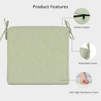 Outdoor Chair Cushions Set of 4,350GSM Fabric,Water-Resistant UV Resistant Weather Resistant with YKK Zippers, Square Corner Patio Chair Cushions with Ties, 20"x20"x3.1",Sage