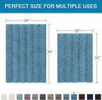 H.VERSAILTEX 2 Piece Bathroom Set - Super Absorbent Chenille Striped Bath Mats - Non Skid, Machine Washable - Turquoise Blue, 24 x 36 Plus 20 x 32 Inches