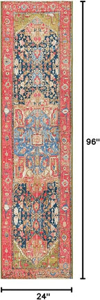 Unique Loom Outdoor Traditional Collection Area Rug - Limon (2' x 8' Runner Multi/Red)