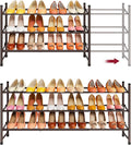 Tajsoon 3 Tier Expandable Shoe Rack for Closet, 28“-41“Adjustable & Stackable Shoe Shelf Storage, Metal Shoe Rack Organizer for Front Door Entrance, Closet, Garage, Entryway, Bronze