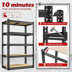 REIBII Storage Shelves 2020LBS Garage Shelving 5 Tier Heavy Duty Shelving Adjustable Metal Shelf 59.8" H Pantry Shelf for Kitchen Warehouse Basement 28" W x 12" D x 59.8" H, 2 Pack