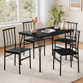 Kitchen Dining Table Set for 4, 5-Piece Kitchen Table Set with 1.6“ Thick Tabletop,Dining Room Table Sets,Kitchen Table Set with 4 Chairs for Small Space, Dinette,Apartment,Retro Black