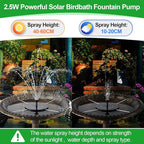 Saillong 2 Pack Solar Bird Bath Fountain Pump, 2.5W Outdoor Solar Powered Bird Bath Water Fountains with 6 Nozzles, Outdoor Floating Fountain Pump for Bird Bath Garden, Ponds, Pool, Fish Tank