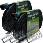 Secbulk 2026 Flat Soaker Hose 150 ft with Stakes for Garden, 75ft x 2 Linkable Drip Hose Diy Garden Irrigation System Saving 80% Water, Dual-layer Leak-free Design Water Hose with Holes
