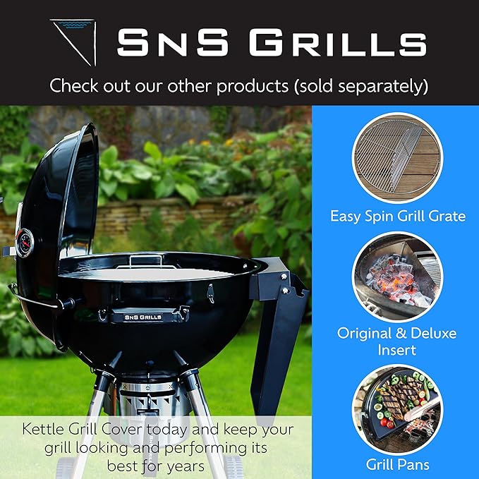 SnS Grills Slow ‘N Sear® 5-Piece Cooking System - Patented Charcoal Basket with Removeable Water Reservoir, EasySpin Grate, Drip Pan for Low ‘N Slow Smoking & Charcoal Grilling on Big Green Egg LG