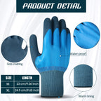 Mimorou 12 Pairs Waterproof Work Gloves Double Coated Rubber,M,Blue