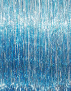 GOER 3.2 ft x 8.2 ft Metallic Tinsel Foil Fringe Curtains Party Photo Backdrop Party Streamers for Birthday,Graduation,New Year Eve Decorations Wedding Decor (4 Packs,Blue)