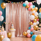 SquarePie Sequin Backdrop Not See Through Thick Background Glitter Curtain for Party 6FT x 6FT Rose Gold
