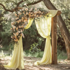 Wokceer Beige Wedding Arch Draping Fabric Backdrop 3 Panels 28.7" X 20FT Sheer Drapes Fabric for Wedding Arbor Ceremony Party