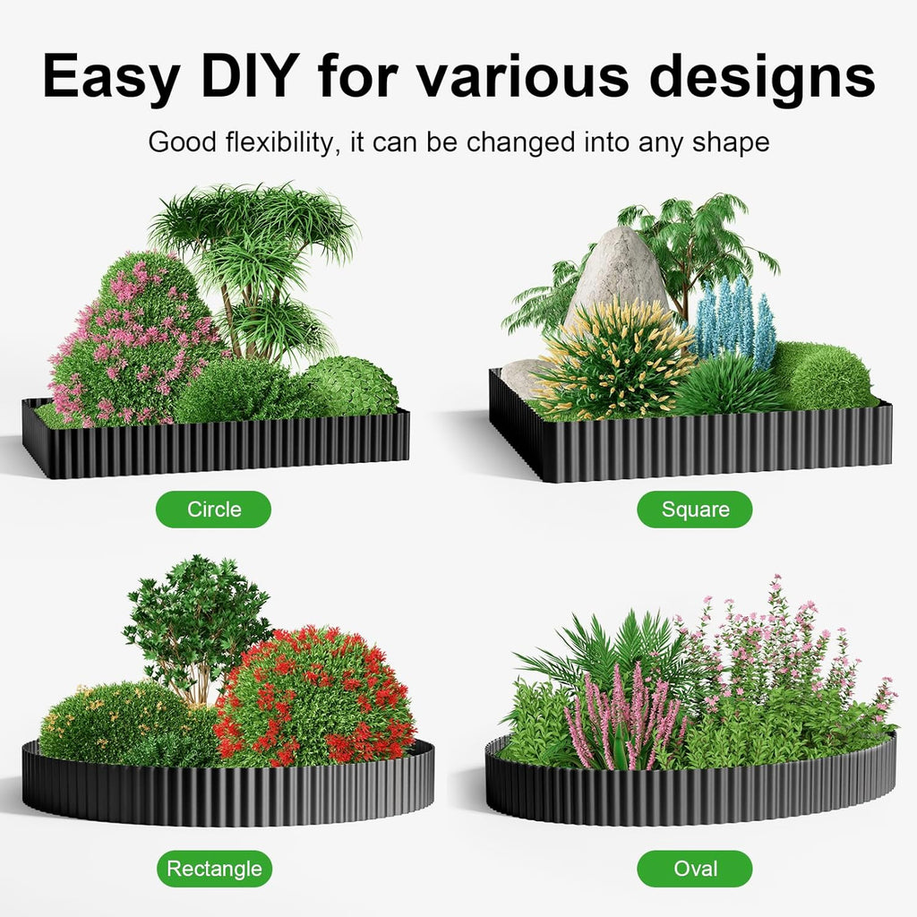 Land Guard Corrugated Garden Edging Border, 12" × 50' Landscape Paver Edging, Tall Landscape Edging, Fence for Garden, Flower Bed, Lawn and Landscape Edging (Black)