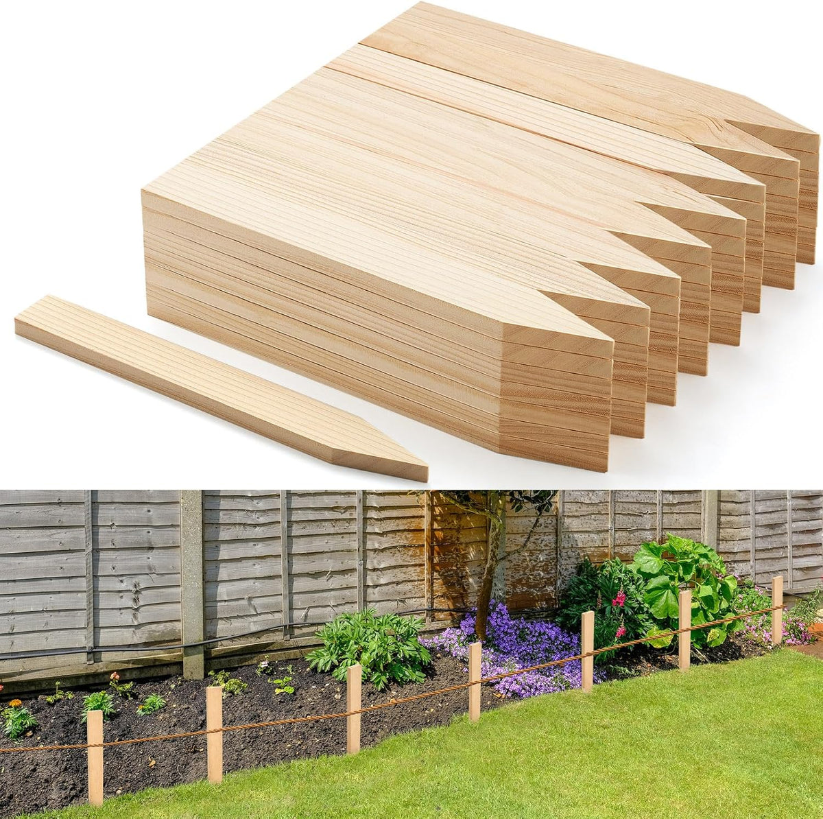 48 Pieces Wooden Garden Stakes 12 Inch Grade and Survey Stakes Wooden Garden and Sign Posts for Plant Support Silt Fence Yard Farm Survey Boundaries Baselines