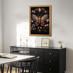 Framed Vintage 3D Textured Wall Art - Gothic Butterfly Wall Decor - Hand Drawn Sandstone Nature Botanical Pictures for Living Room Bedroom Home Decor 24x36in