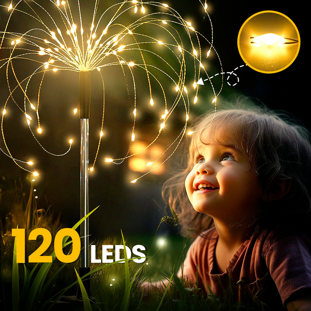 GIGALUMI Solar Firework Lights, 2-Pack – Warm White Outdoor Garden Decor Lights
