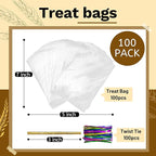 LOKIQNG Cellophane Bags Plastic Treat Bag Clear Cookie Candy Bags with Twist Ties for Party Favor Bag(100 Pack, 5x7inch)