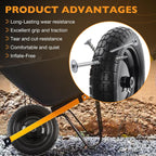 HQPASFY 2 Pack 14.5" Flat Free Tire 4.80/4.00-8 Wheelbarrow Tire and Wheel, 3" Centered Hub, 5/8" & 3/4" Bearings Replacement for Wheelbarrows, Garden Carts, Dump Carts, Lawn Equipment