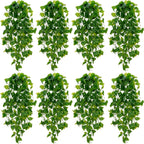 BLEUM CADE Fake Hanging Plants, 8pcs Artificial Hanging Plant, Faux Pothos Vines Hanging Plant Greenery for Wall Home Living Room Indoor Outdoor Decor (No Baskets)