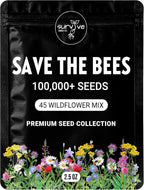 Package of 100,000 Wildflower Seeds - Save The Bees Wild Flower Seeds Collection - 45 Varieties of Pure Non-GMO Flower Seeds for Planting Including Milkweed, Poppy, and Lupine