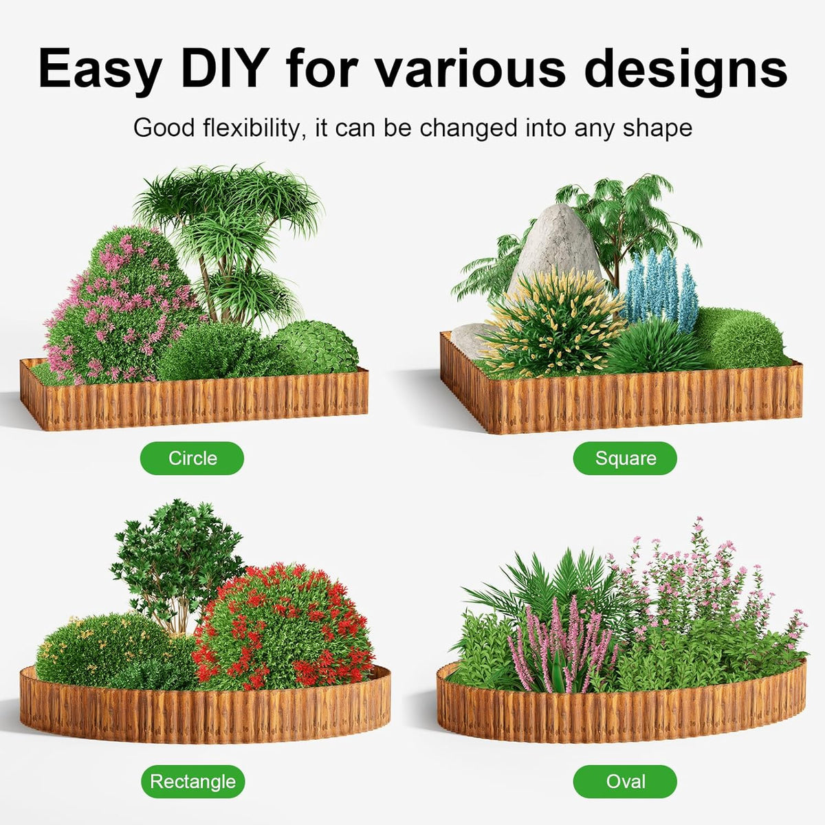 Land Guard Corrugated Garden Edging Border, 12" x 50' Landscape Paver Edging, Tall Landscape Edging, Fence for Garden, Flower Bed, Lawn and Landscape Edging (Rusty)