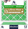 MervKing 20x25x2 Air Filter Actual Size: 19.7" x 24.7" x 1.75" MERV 13 MPR 1500-1900 | MADE IN USA | 12-Pack | Pleated HVAC AC Furnace Replacement