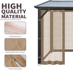 OIPUNSHLE 10x10 Gazebo Universal Replacement Mosquito Netting, Brown
