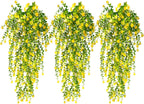 RECUTMS Outdoor Fake Hanging Plants,Hanging Plant Vine with Lights,Faux Eucalyptus Leafs Greenery Vine Plant Faux Plants Fake Plants Greenery for Jungle Theme Party Wedding Decoration(Yellow)