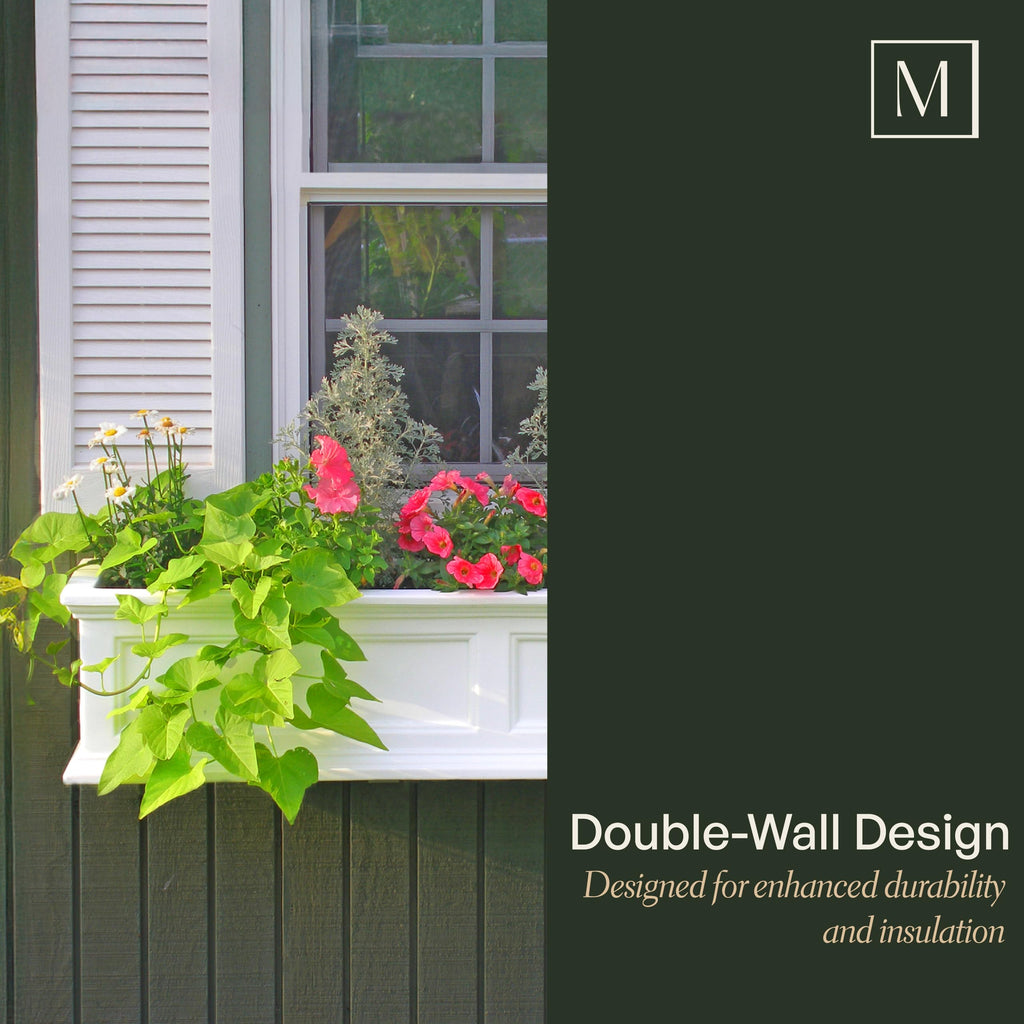 Mayne Fairfield 36in Self-Watering Rectangular Window Box Planter, White