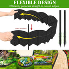 20Ft Black Garden Edging Border 6 Inch Tall Landscape Edging with 20Pcs 7.8in Height Garden Stakes Decorative Edging for Landscaping Flower Bed Edging Borders Lawn Edging