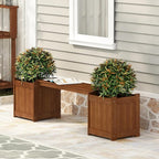 Furinno TIOMAN Planter Box with Bench, Hardwood Flower Box with Seat, Cube Garden Box, in Teak Oil, Outdoor Indoor, Garden, Patio, Balcony, Light Wood