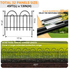 45ft X 13in Animal Barrier Fence, 32 Panels No Dig Fence for Dogs Rabbit, Anti Digging Defense Barrier Garden Edging Border, Rustproof Metal Arched Decorative Garden Fencing for Outdoor, Yard, Lawn