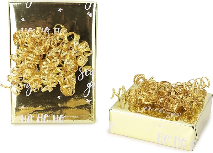 6" Metallic Gold Christmas Curly Ribbon Bows for Gift Wrapping Self Adhesive Gift Bows for Holiday Decor, Baskets, Birthday, Wedding, Presents, Party Favors Decorations 6 Counts