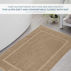 DAN RIVER Classic Bath Mat - Tan, 100% Ring Spun Cotton, Pack of 2, 21x34 inches, 800 GSM, Non-Slip, Absorbent, Quick Drying, Machine Washable Bathroom Floor Mats for Shower, Kitchen & Bath