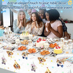 452 Pcs Dog Birthday Party Decorations for 50 Guests Include Dog Paper Plates Napkins Cups Tablecloth Cutlery Straws Puppy Party Tableware for Puppy Theme Birthday Supplies