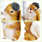 FORUP Resin Squirrel Rain Gauge, Hand Painted Squirrel Sculpture Water Gauge