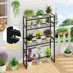 Simple Trending 3 Tier Metal Plant Stand Outdoor Indoor Waterproof, Stackable Heavy Duty Tall Plant Shelf Flower Pot Holder for Garden, Display Rack, Black