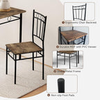 Kitchen Dining Table Set for 4, 5-Piece Kitchen Table Set,Dining Room Table Sets,Rectangular Kitchen Table Set with 4 Chairs for Small Space, Dinette,Apartment, Rustic Brown