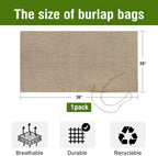 Agfabric Burlap Sack 1pack 20"×36" Burlap Storage Bag with Strings, Reusable Potato Storage Bag for Food Storage Plant Gardening Planting, Food Grade, Set of 1
