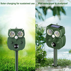 Animal Repellent Outdoor Solar Powered, Ultrasonic Deer Squirrel Skunk Rabbit Rodent Dog Deterrents Waterproof Animal Repeller, Pest Control for Gardens, Deter Mice, Snake, Squirrels, Rodents