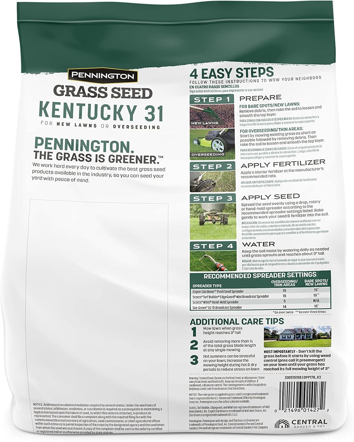 Pennington Kentucky 31 Tall Fescue Penkoted Grass Seed 3 lb