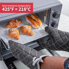 ARCLIBER Oven Mitts Heat Fire Resistant Oven Mitts 425 ° F, Quilted Terry Cloth Cotton Soft Lining Oven Gloves, Extra Long Kitchen Mittens for Cooking Baking