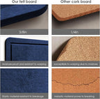 Bulletin Board, 24 x 18 inches Felt Board Decorative Pin Board, Cork Board Alternative for Wall, Foldable Photo Board Self-Adhesive Vision Board Mood Board with 20 Pushpins - Dark Blue
