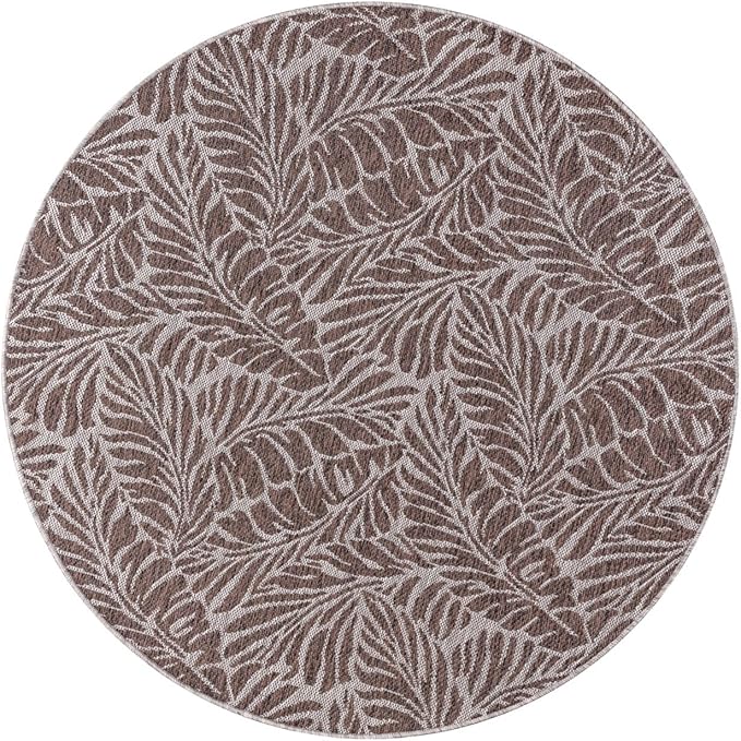 Keen Home Design Terrace Outdoor Round Rug - 8ft Round Washable Indoor/Outdoor Rug for Patio, Kitchen, Balcony, Beach, Garden, Deck and Porch, Size: 7'7" Round