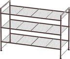 SIMPLE HOUSEWARE 3-Tier Stackable Shoes Rack Storage Shelf, Bronze
