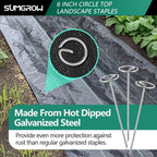 Landscape Staples,120 Pcs Garden Stakes, Circle Top 6-inch Galvanized Steel, Spikes Pins for Securing Weed Fabric Netting Ground Sheets and Fleece, Landscape Edging, G-Shaped