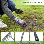 Iron Weeding Rake 2.0, New 5/6/7/8 Teeth Carbon Steel Garden Weeder Rakes, Weeder Puller Tool for Yard Lawn and Garden, Heavy Duty Metal Rake for Lawn, Flower Beds & Soil Aeration (7 Teeth)