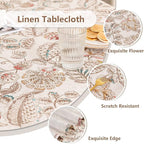 MYSKY HOME 60x120 Rectangle Tablecloth Linen Farmhouse Tablecloth Waterproof Decorative Fabric Table Cloth for Indoor&Outdoor, Floral Brown Tablecloth for 4 Feet Table, Washable
