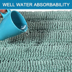 Non Slip Thick Shaggy Chenille Bathroom Rug Mat Set Extra Soft and Absorbent Striped Floor Rugs, 2 Piece, Machine-Washable