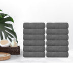 White Classic Resort Collection Soft Washcloth Face & Body Towel Set | 12x12 Luxury Hotel Plush & Absorbent Cotton Wash Clothes [12 Pack, Smoke Grey]