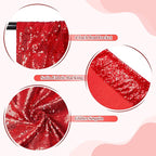 SquarePie Sequin Backdrop Less Transparent Background Sparkly Curtain for Wedding Party 4FT x 7FT Red