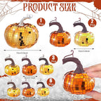 Lenwen 12 Pcs Artificial Disco Pumpkin Glitter Mirror Pumpkin for Decorating Fall Farmhouse Hanging Ornament Harvest Decor for Halloween Thanksgiving Table Centerpiece(Orange, Gold, Dark Gold)